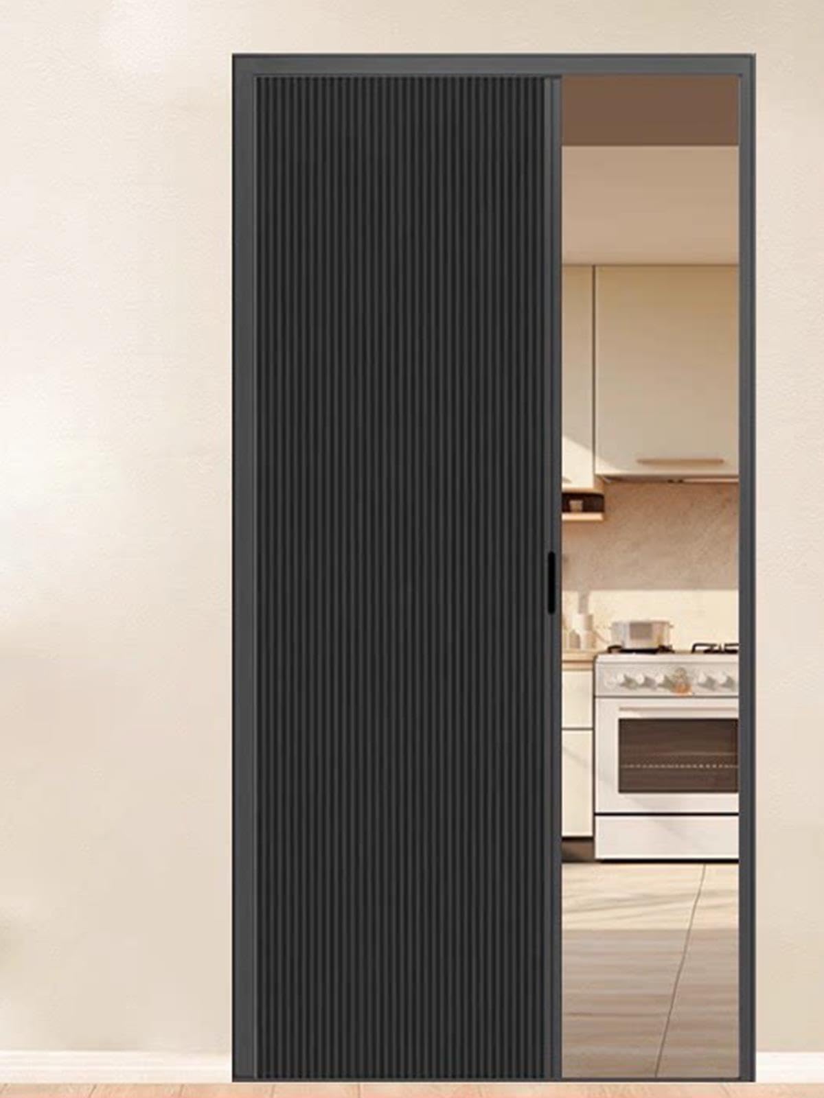ZAQYCM Porta Scorrevole Temporanea Nera per Scala/Corridoio/Camera da Letto