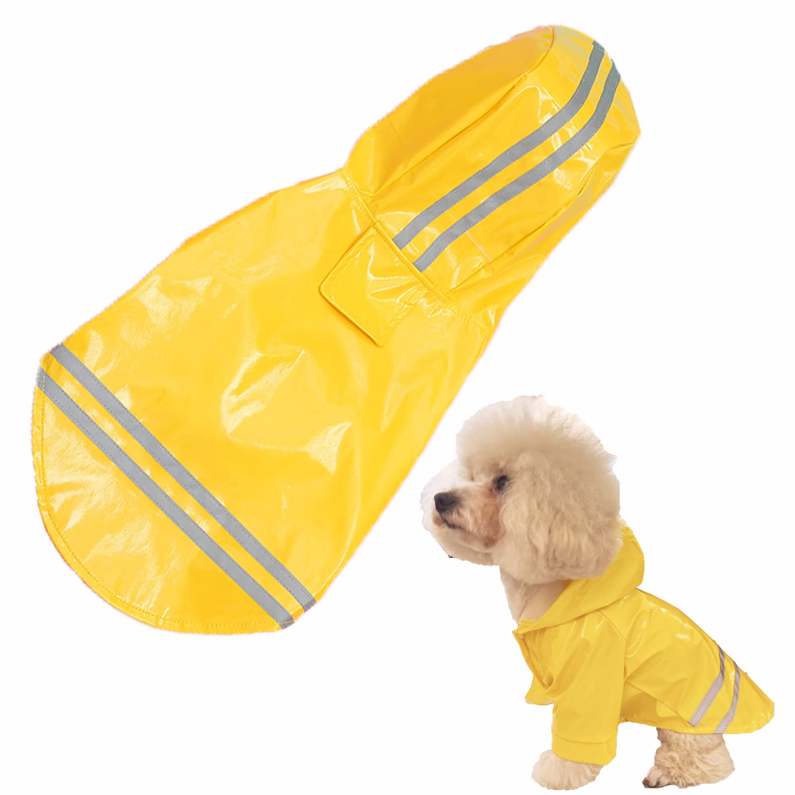 HMJGDHX Płaszcz przeciwdeszczowy dla psa Wodoodporna kurtka przeciwdeszczowa dla psów Odblaskowe ponczo przeciwdeszczowe dla psów Pet Puppy Slicker Płaszcz przeciwdeszczowy z otworem na smycz dla