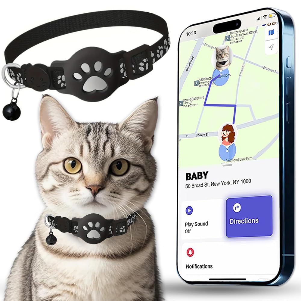 Collar GPS Gatos, GPS para Gatos sin Cuota Mensual, No Requiere SIM, Collar Localizador Compatible con Apple Find My (Solo iOS) (Collar + rastreador Blanco) - 2