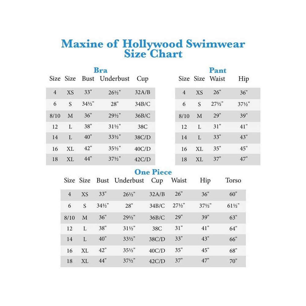 Maxine of hollywood swimsuit size chart Clearance
