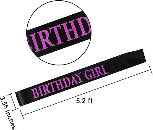 Miniatura 5 de Zonon Birthday Headbands Birthday Satin Sash and Tiara Birthday Crown for Girls Women Birthday Party Supplies