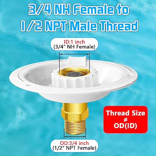 Rv City Water Inlet With Check Valve, Rv Water Fill Inlet Connection With 3/4 Nh Female To 1/2 Npt Male Lead-Free Brass City Water Inlet Flange For Rv, Rv Water Inlet Replacement #TOP2