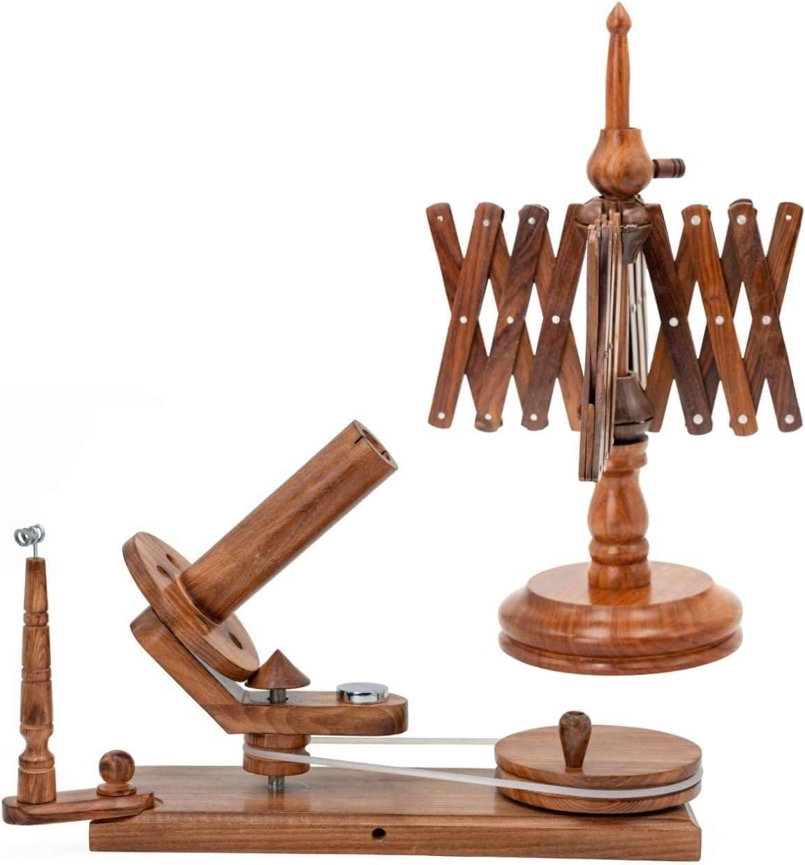 Artistic International Wooden Yarn Winder and Swift Set - Handcrafted Yarn Ball Winder for Knitting & Crocheting (Rosewood Combo)-image-7