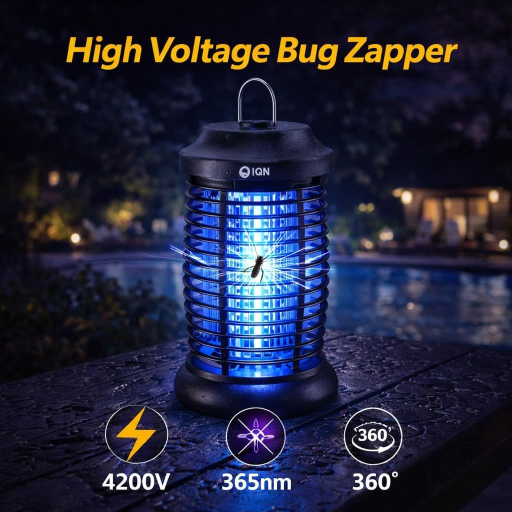 Insektenvernichter für den Außenbereich, elektrischer Mückenvernichter mit 15 W Licht und 4200 V Gitter & Ein-/Ausschalter, Mückenfallen & Killer für Innenbereich, Küche, Terrasse, Hinterhof und mehr