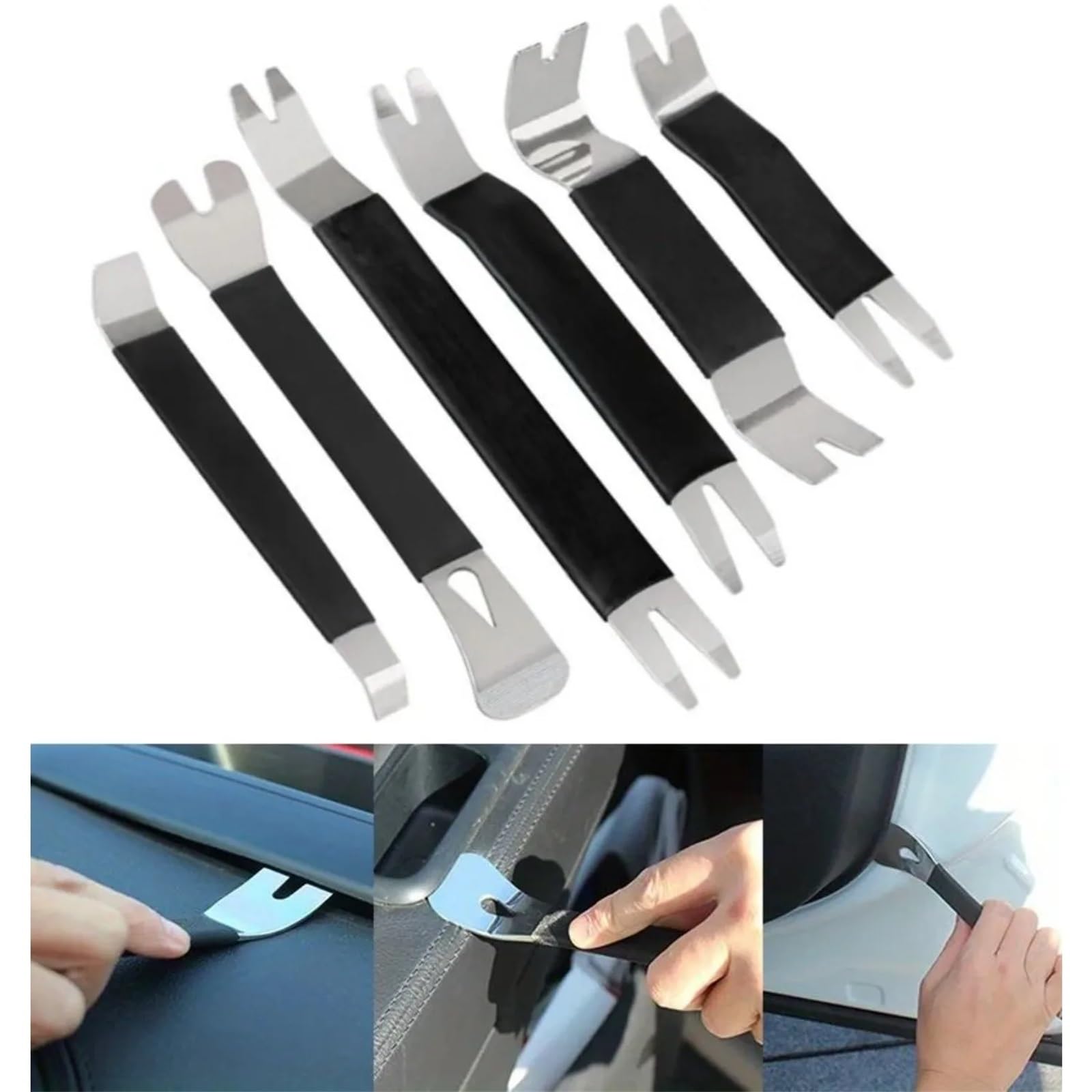 6-częściowy przenośny zestaw narzędzi do demontażu klipsów do drzwi samochodowych, naprawa panelu radia samochodowego, podważanie metalu, demontaż(6PCS Set)
