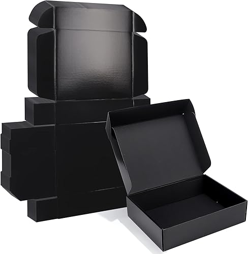ZBEIVAN Cajas de envío pequeñas negras de 12 x 9 x 3, 20 paquetes de cajas de cartón corrugado para embalaje de regalos de pequeñas empresas con