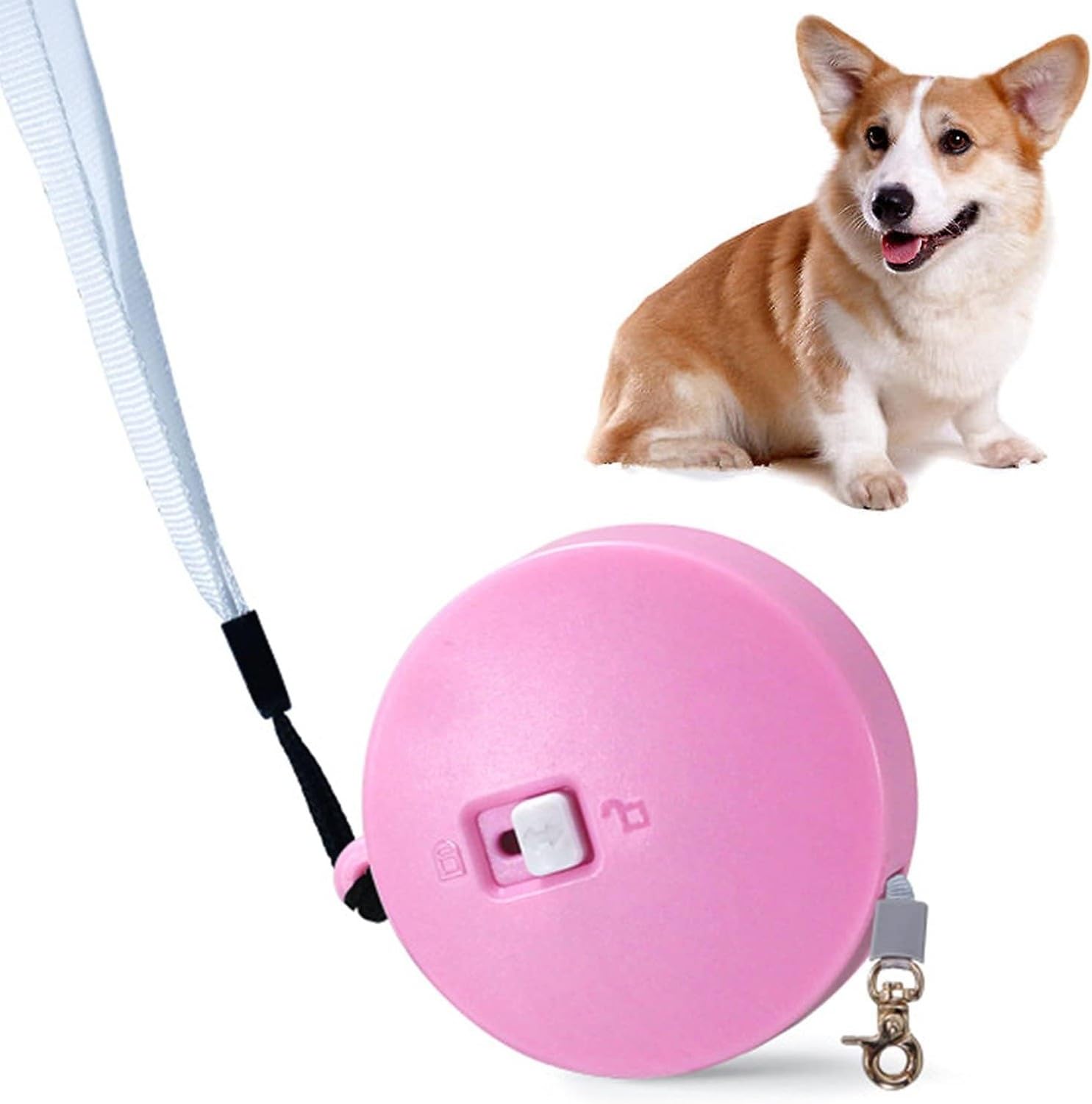 Guinzaglio per Cani Mini Retrattile per Cani Piccoli e Gatti Fino a 5kg, Guida Estensibile 2 Metri Antitrazione Nastro in Nylon Resistente con Laccetto da Polso, Pink