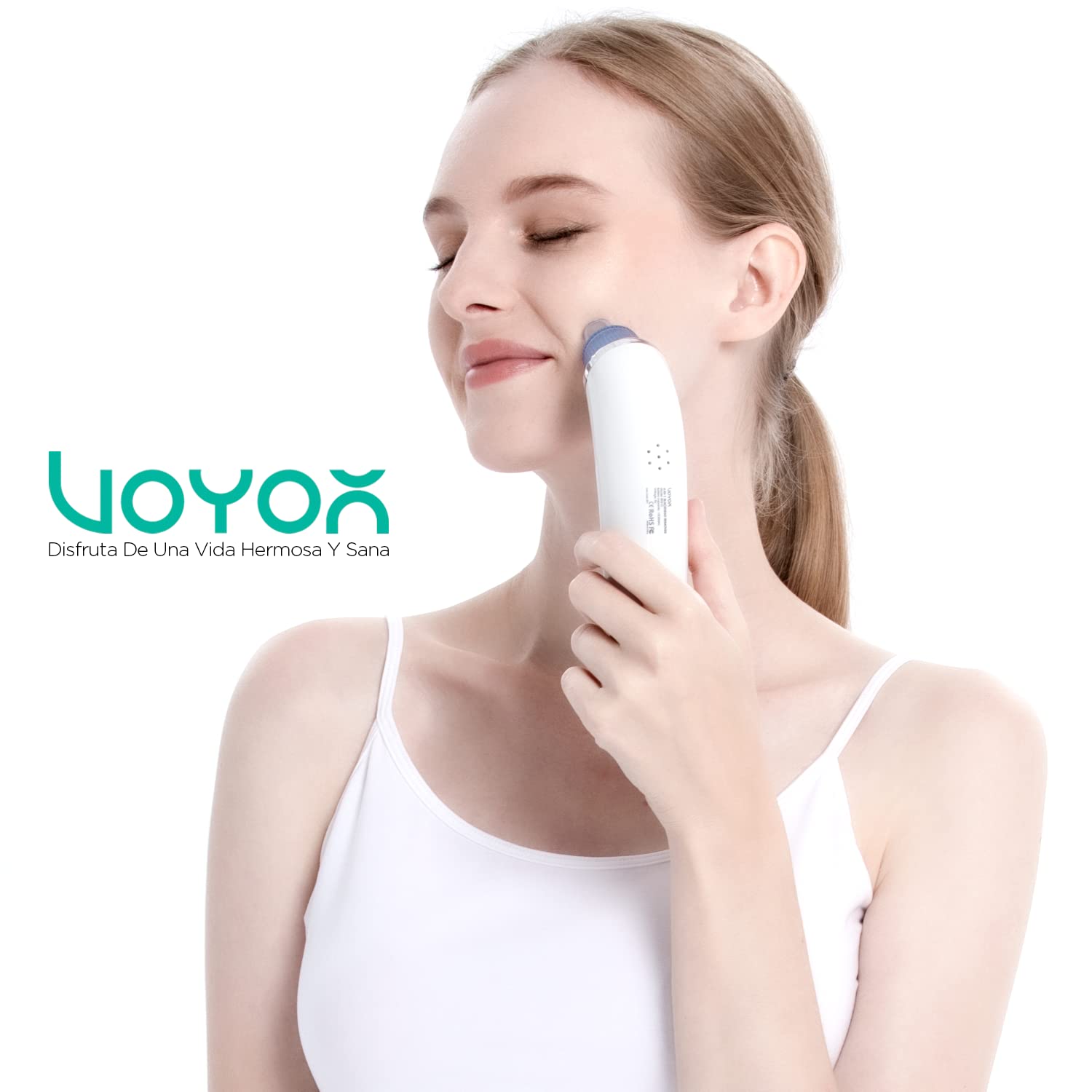 VOYOR Limpiador de Poros 6-en-1 Succionador de Puntos Negros Limpiador Facial Eléctrico con 6 Cabezales Extractor de Espinillas, Puntos Negros y Acné con Pantalla LCD BR510