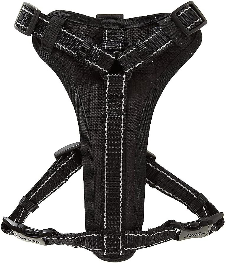 KONG Max Ultra Durable Neoprene Padded Chest Plate Dog Harness Offered by The Barker Company (Black, Medium)