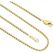 925 Sterling Silver Chain for Men, 2.0mm Square Rolo Men Necklace Chains, Sturdy & Non Tarnishing 14K Gold Plated Chain Necklaces for Mens 18/20/22/24/26 Inches