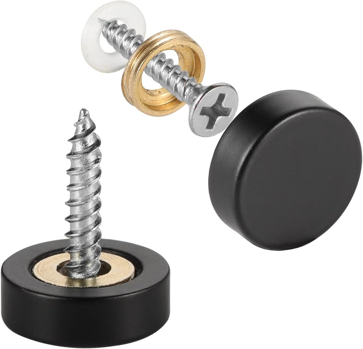 20 PCS Screw Covers Caps (Solid Brass Construction) Mirror Screws Fasteners, Sign Advertising Hardware, 3/5" Diameter, Black
