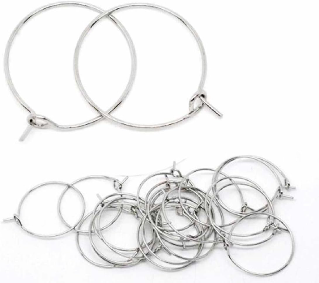 200 Nickel/Steel Tone 20mm 2/4 inch Beading Hoop, Wine Glass Charms Wire