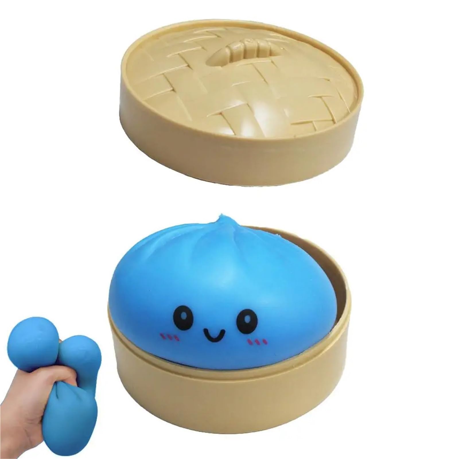 Shungong Giant Mystery Dumpling Squishy - Soft & Stretchy Bun With Food Steamer Design For Ultimate Pinchable Fun(Blue)