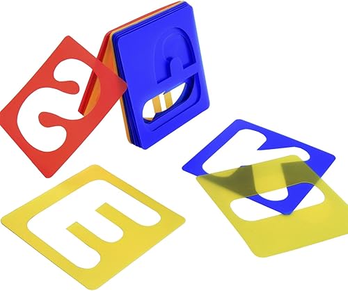 Miniatura 8 de TecUnite Juego de 26 plantillas del alfabeto de plástico para pintar y aprender, decoración de manualidades (3.0 x 3.0 in)