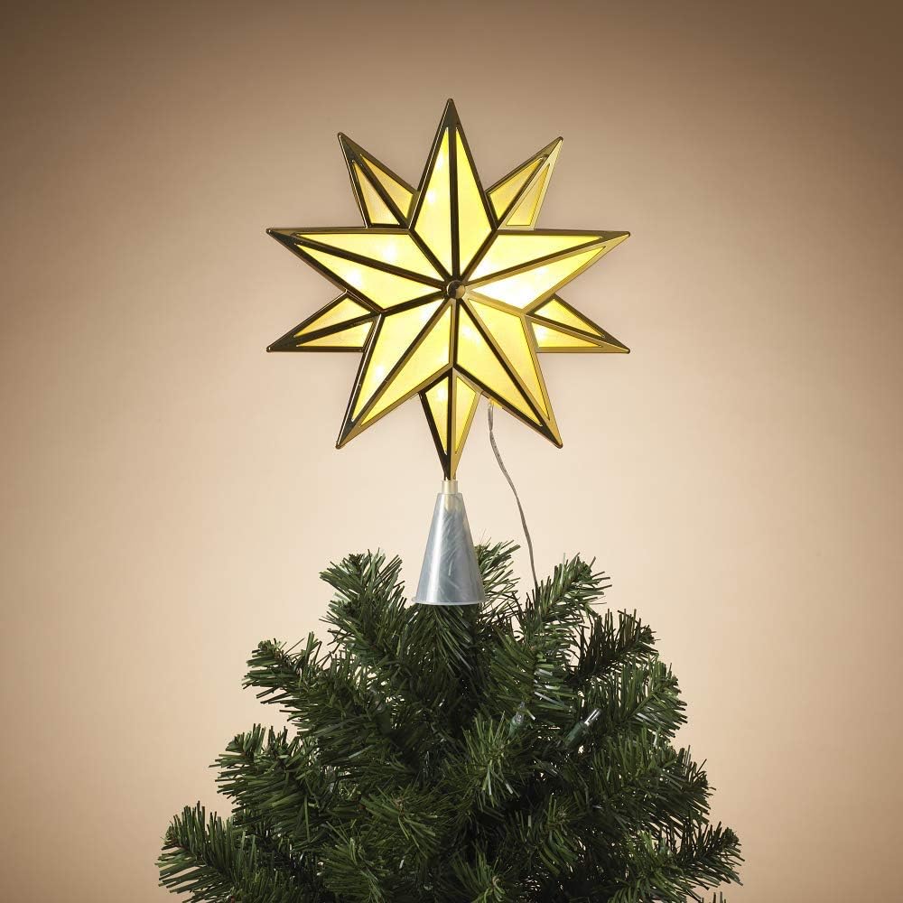 Gerson 2616250 Battery Operated Lighted Gold Snowflake Tree Topper with 25 Warm White LED Lights 11" H
