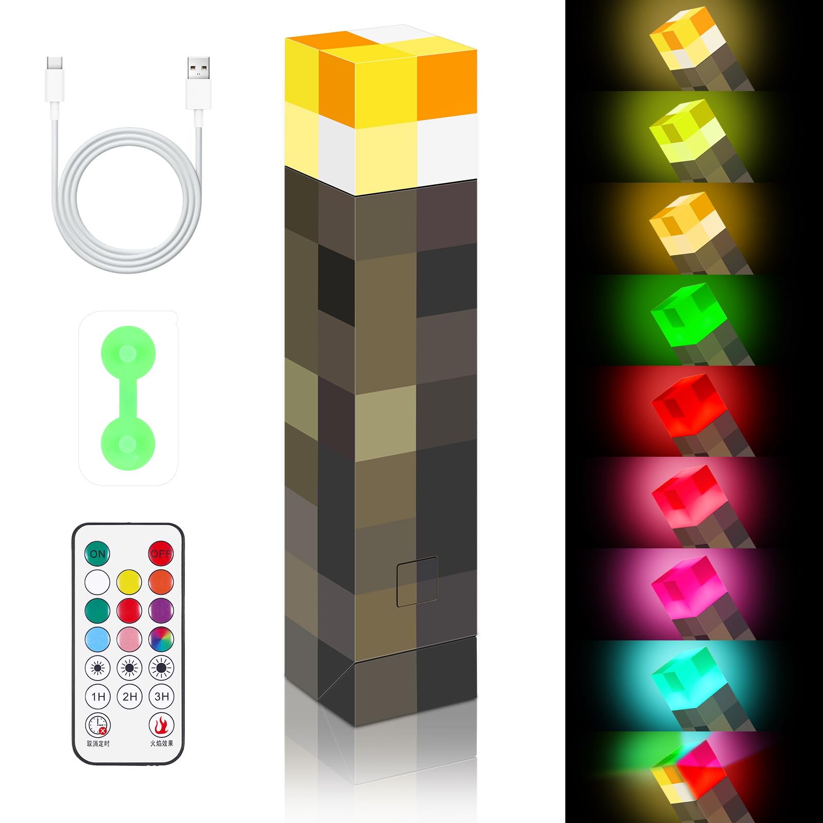 Kssvzz LED Craft Fackel Lampe, 28cm Wall Fackel Nachtlicht mit Fernbedienung, USB Wiederaufladbar für Nachttischlampe, 8 Farbe, con Ton und Licht Flamme Nachahmen