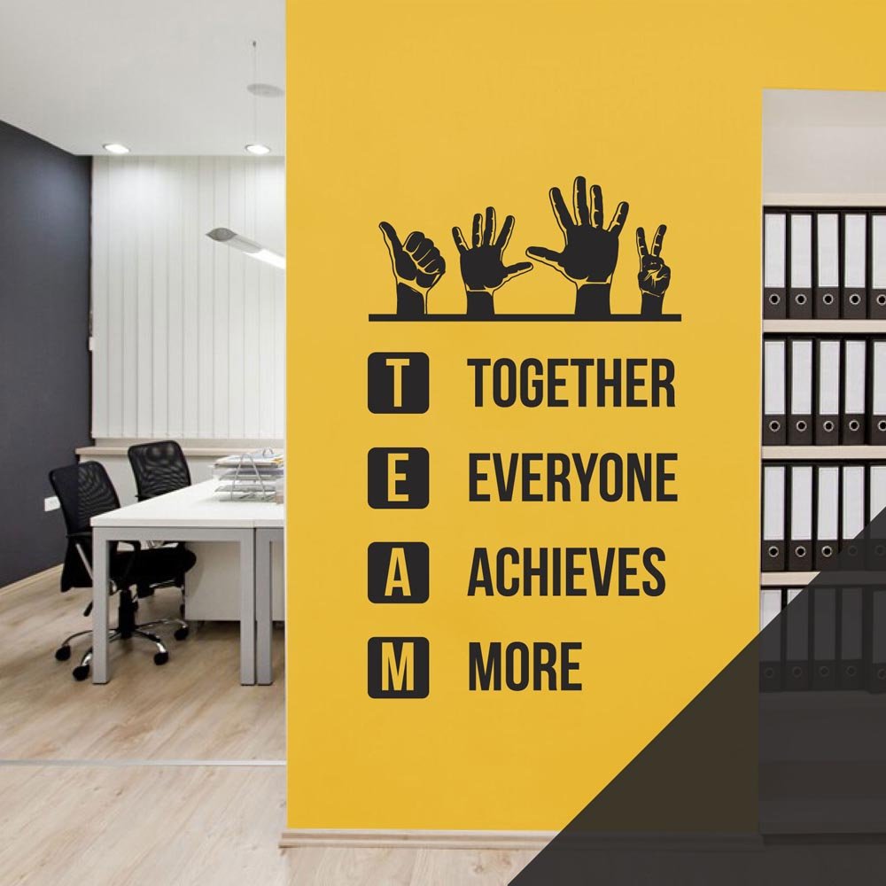 Team - Together Everyone Achieves More - Wall Quote, Office, Corporate, Corridor Wall Art Sticker [Medium] [Black] — image 1