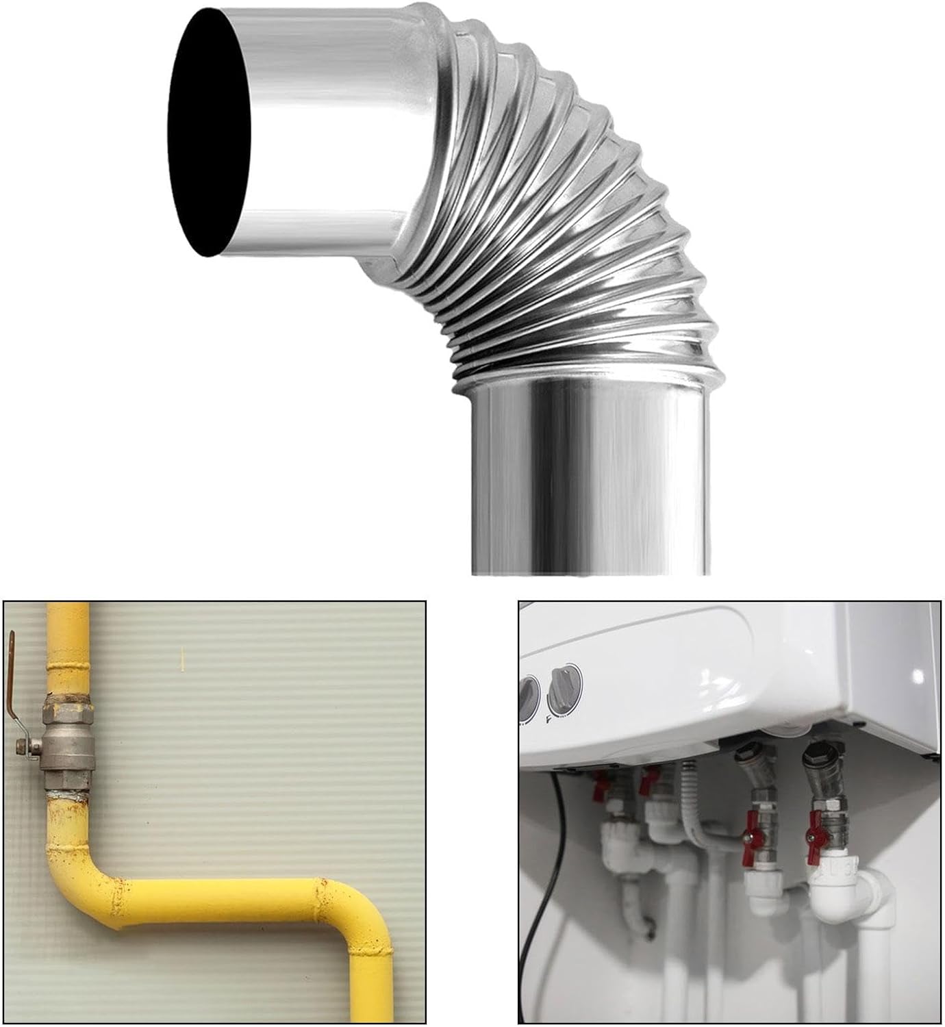 Stove Pipe Elbow Boiler Heater Exhaust Pipe Stainless Steel Stove Chimney Pipe Tent Stove Pipe for Outdoor Tent Winter Heater, 70mm