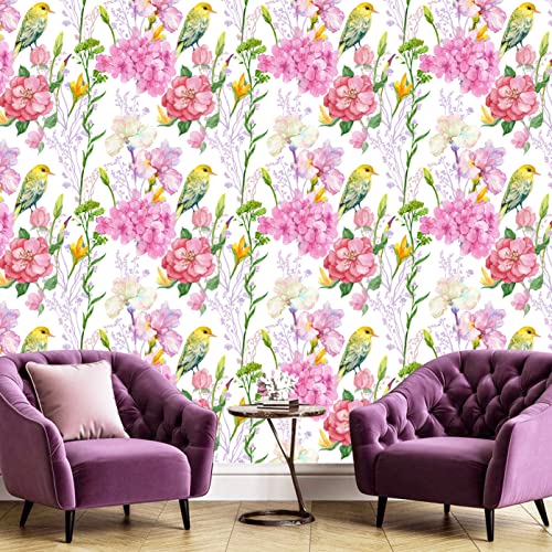 Image of WallDaddy - Self Adhesive Wallpaper for Walls Big Roll (300x40) Cm Wallpaper for Bedroom | Wall Papers Wall Stickers in Home Decor Flower Wallpaper Stick and Peel | Floral Wallpaper (Canary Bird)