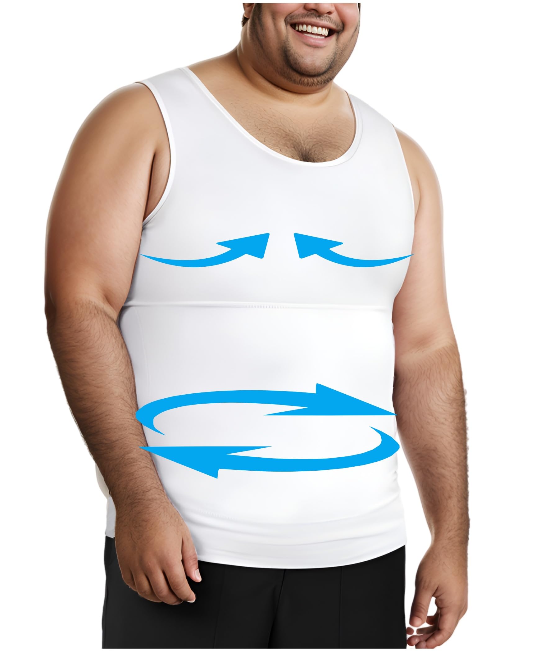 Men Slimming Tummy Control Chest Compression Hide Gynecomastia Undershirt Shapewear-image-0