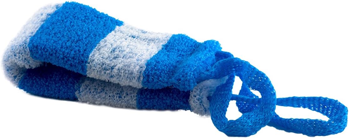 Loofah Body Sponge for Bath and Shower with Handles for Back Scrubbing (Blue)