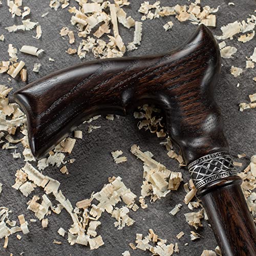 Extra Tall Handmade Walking Cane For Men - Ergonomic Carved Wood Cane Stylish Walking Stick - 39 Inch (Classic Walnut) #TOP6