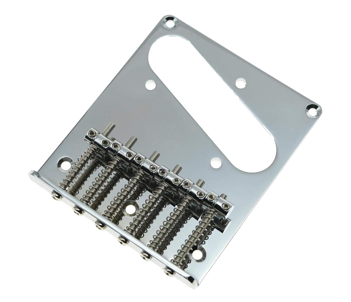 KAISH Tele Style Single Coil Guitar Bridge with 6 Barrel Saddles for Telecaster Chrome - Image 3