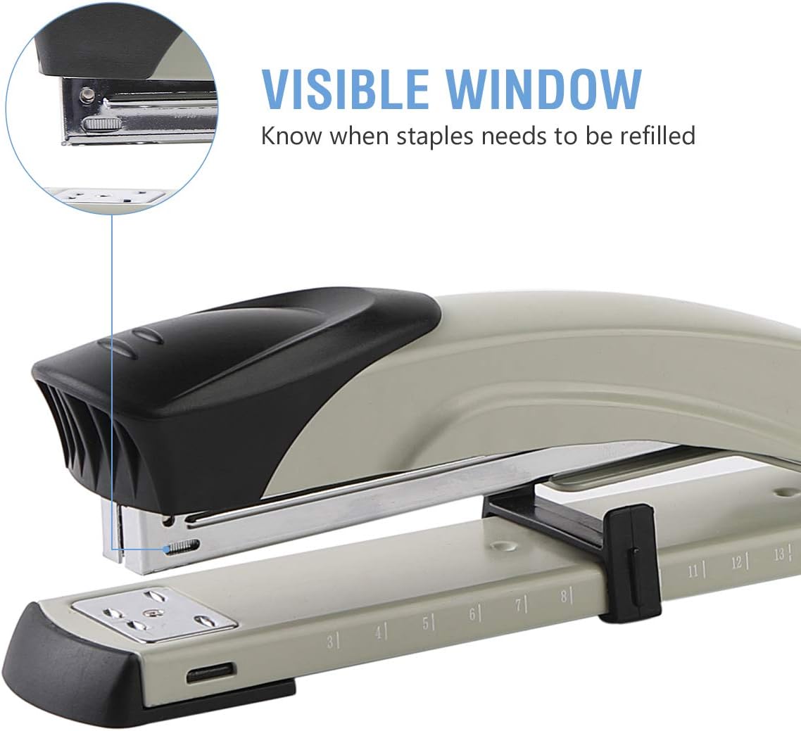 Craftinova Long Reach Stapler,Office Stapler,Includes 2000 Staples,20-25 Sheet Capacity,with Visible Window and Adjustable Length 12 inches.(Gray)