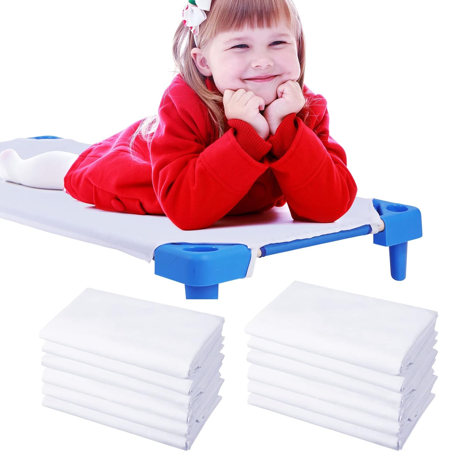 12 Pcs Daycare Cot Sheets for Toddler and Preschool Pure