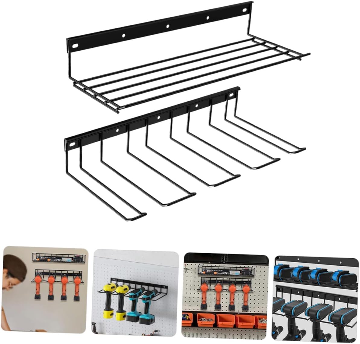 Power Tools Organizing Rack Wall-mounted Iron Storage Shelf Cordless Drill Holder Workshop Tool Utility Rack for Garage and Home