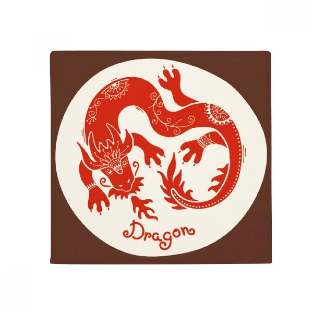 Tapis de sol zodiaque chinois annee du dragon rouge 80x80 cm antiderapant pour cuisine