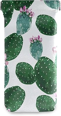 susiyo Floral Summer Tropical Cactus Glasses Case Portable Microfiber PU Leather Soft Sunglasses Bag Eyeglasses Pouch Holder Squeeze Top for Women Men