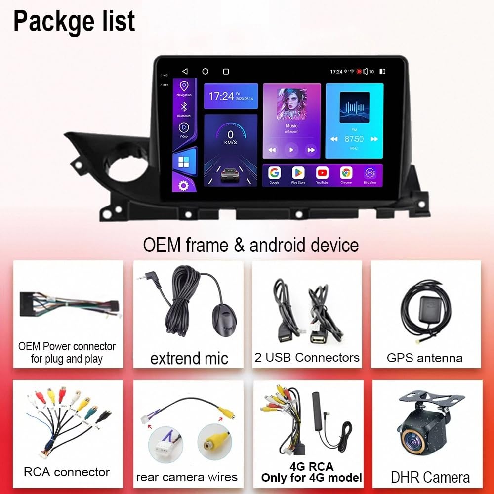 Multimedia Radio dla Mazda6 III 3 GJ GL ATENZA 2018-2021 Android 15 9 Inch Touch Screen Rear View Camera For, 8 Core 6G+128G