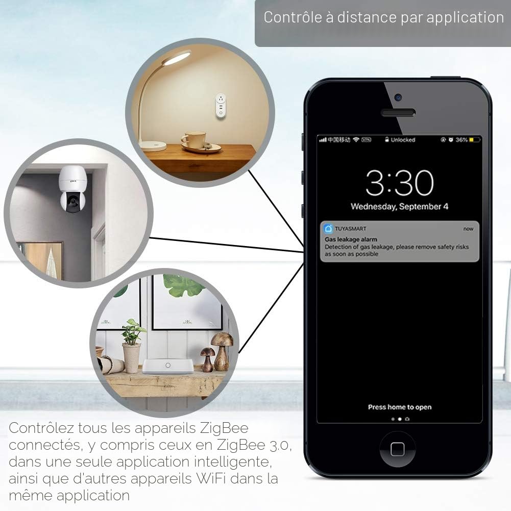MOES Multi-Mode Gateway Hub WiFi ZigBee BLE Mesh | Fonctionne avec les produits Tuya ZigBee ou BLE Smart Home, commande vocale via Alexa/Google