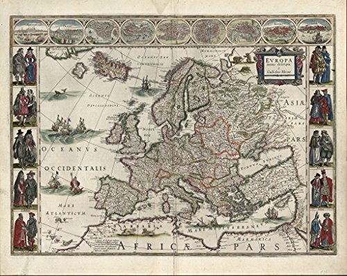 Poster Blaeus europakart 1635 Europa recens