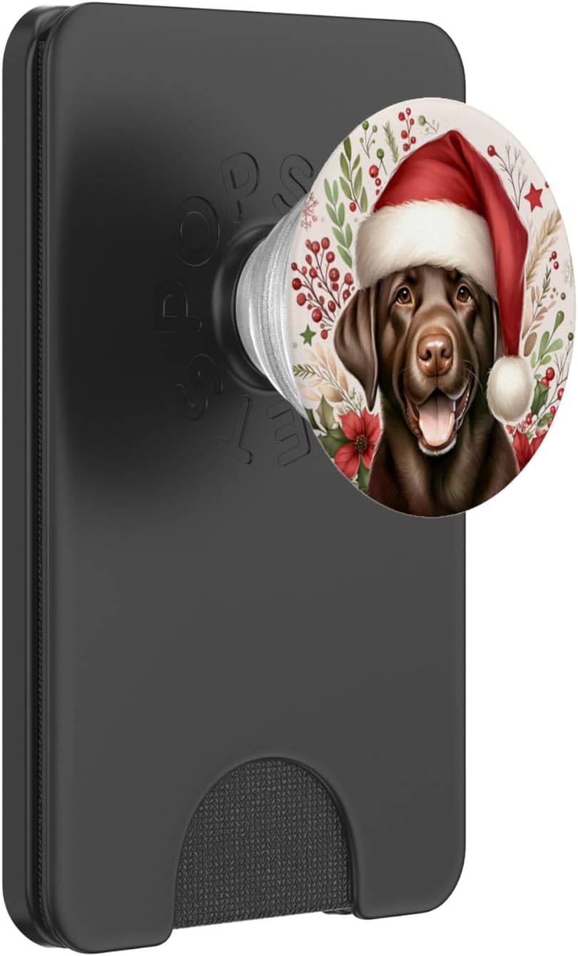 Christmas Chocolate Labrador Lab Dog Watercolor Artwork PopSockets PopWallet for MagSafe