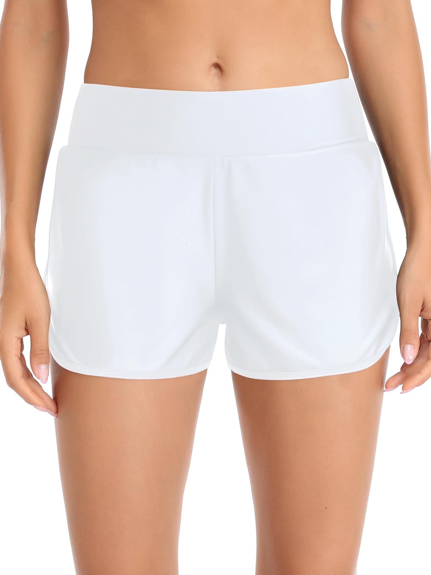 Women's High Waisted Swim Board Shorts Swimsuit Quick Dry Beach Shorts for Women with Liner