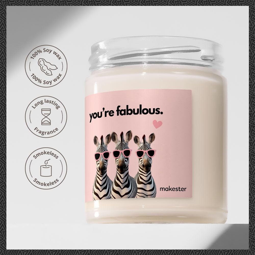 Zebra Gifts - Luxury Soy Wax Candle - Vanilla, Jasmine, Sugared Almond - Makester, White - Image 2