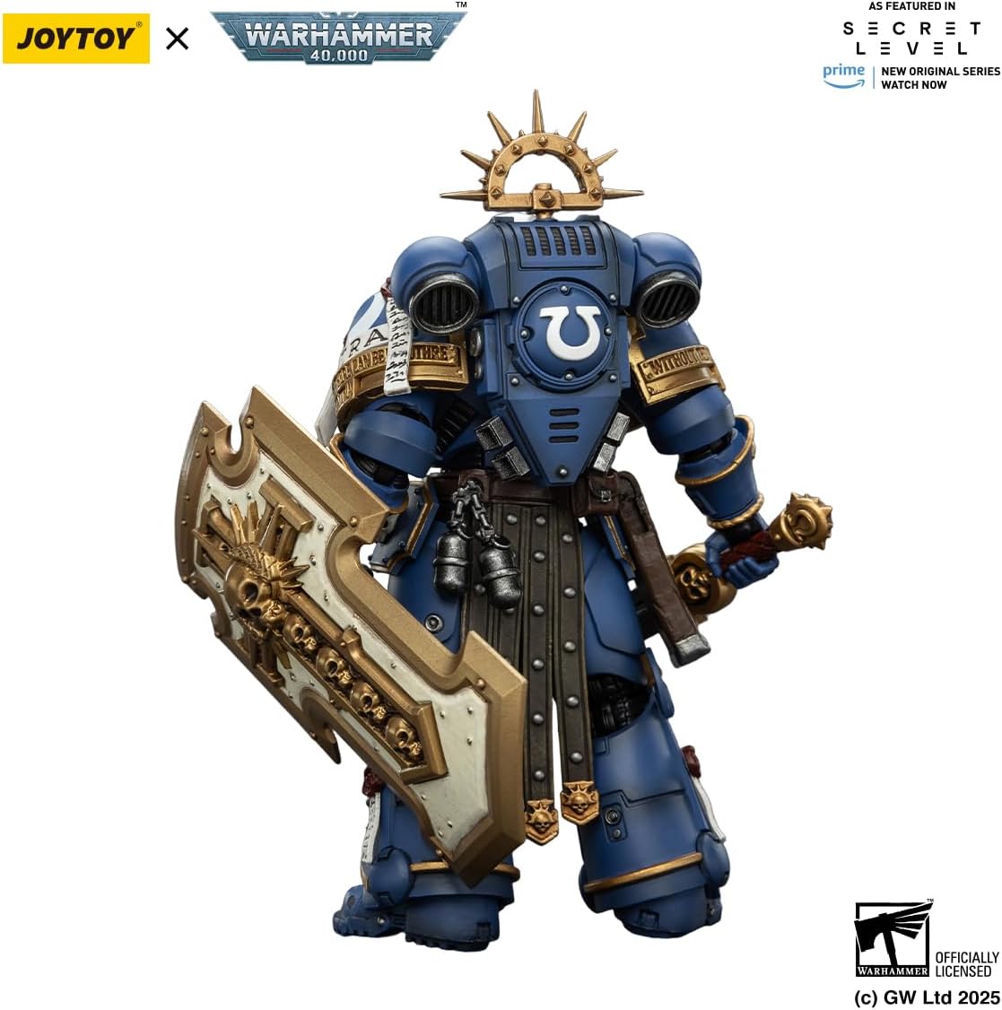 JOYTOY Action Figures Warhammer 40K 4.84inch Ultramarines 1/18 Movable Model Collectible Figurine Ages 15+ (Torvald with Power Sword, Stormshield and Bolt Pistol)