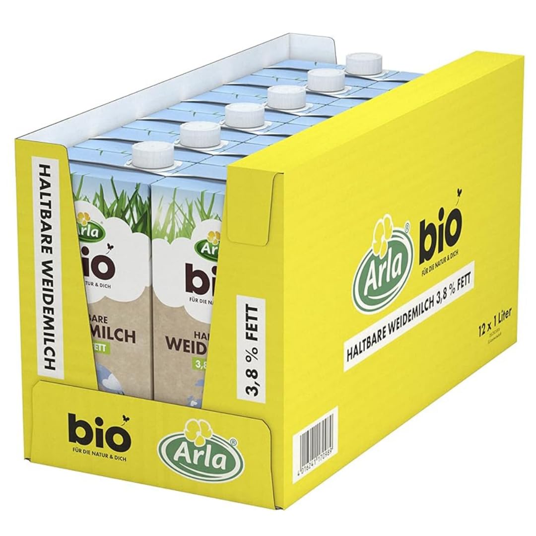 ALRALA Haltbare Weidemilch H-Milch fettarme milch% 3,8 Fett Haltbare Milch 1000 Mililiter, 24 er