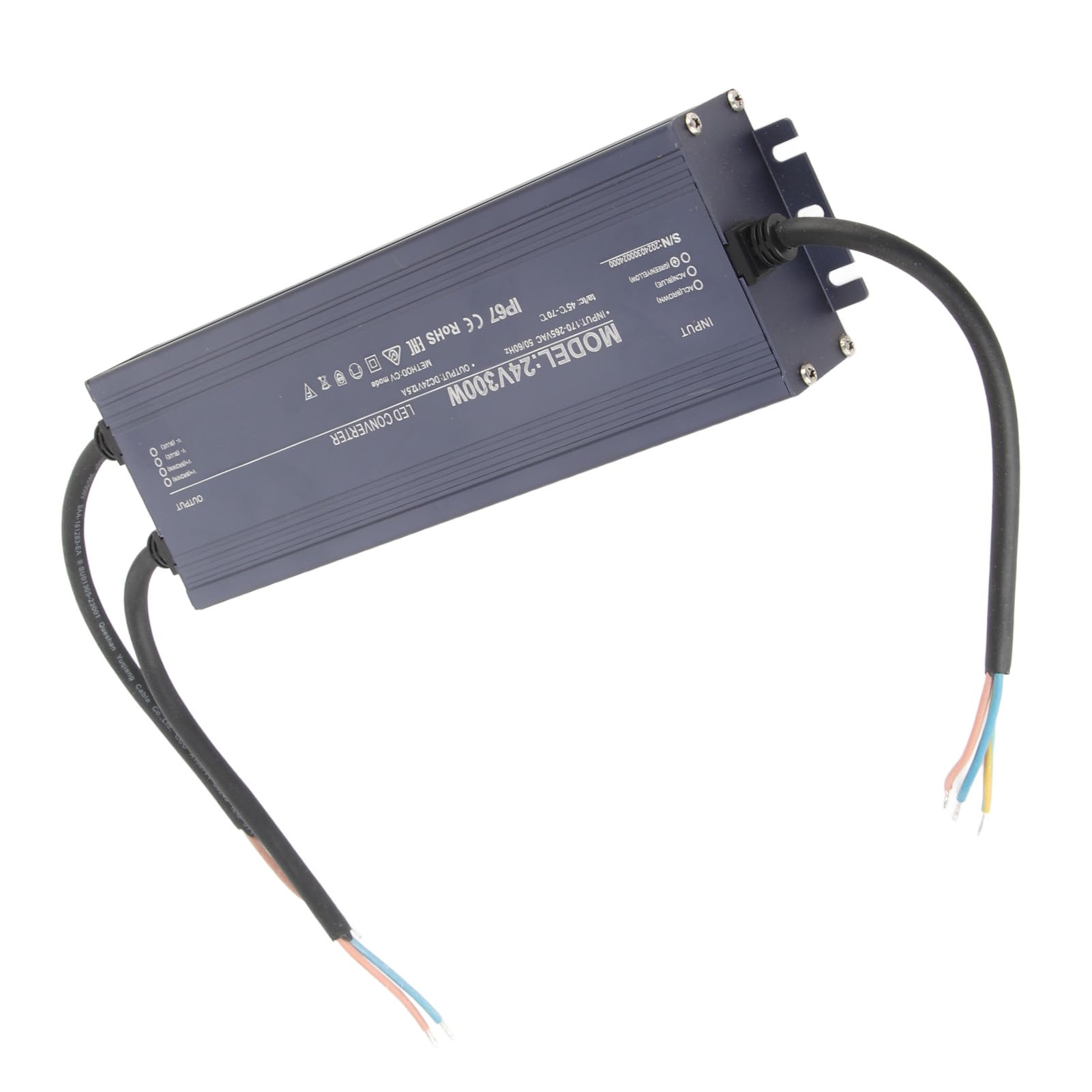 Fuente de Alimentación LED Impermeable de 300 W, Aleación de Aluminio, Controlador de Voltaje Constante IP67 para Luces de Señalización y Diversas Aplicaciones (24V)