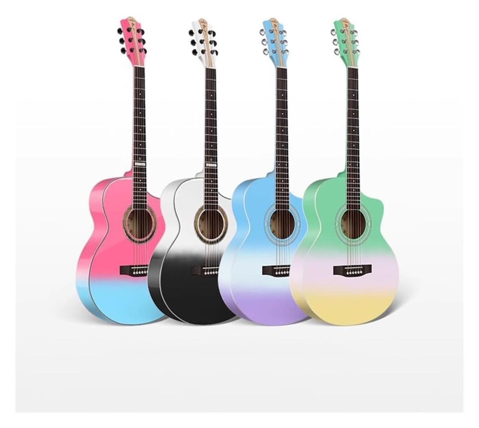 Einsteiger-Akustikgitarren-Paket, 2-farbiges Sunburst-Cutaway-Gitarren-Basis-Starterset Mit Gigbag, Saiten, Gurt, Stimmgerät, Stimmpfeife Und Plektren, Geeignet(Light green,41 inches)