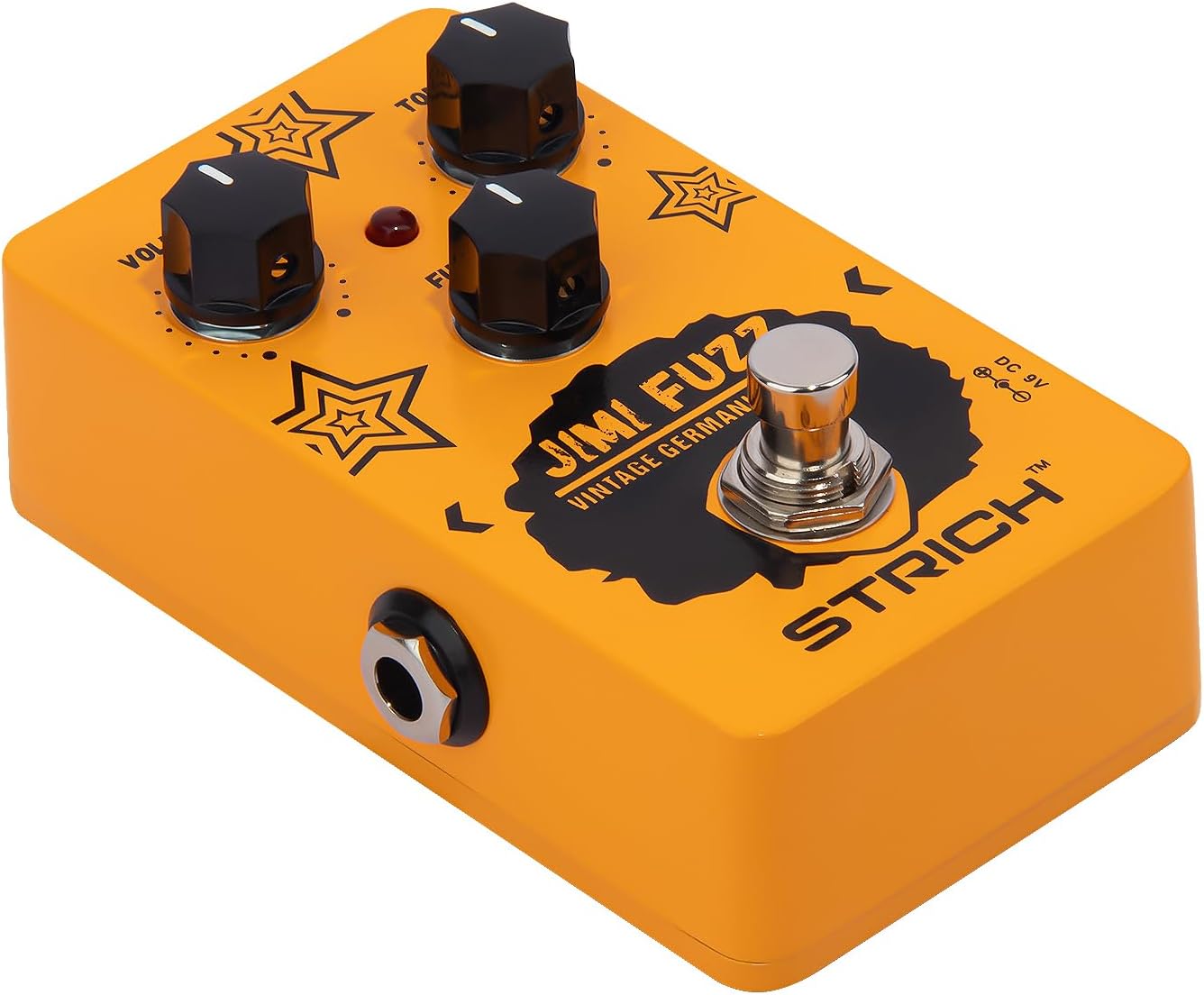 STRICH Jimi Fuzz Guitar Pedal, Compact Electric Guitar Mini Fuzz, Classic Sound, Adjustable Vol/Tone/Gain Controls, True Bypass for Electric Guitar, Orange