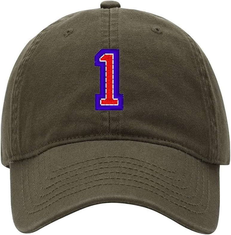 Baseball Cap Men Design Numeric 1 Embroidered Washed Cotton Dad Hat Baseball Caps