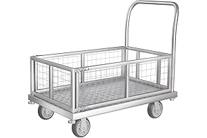 4-in-1 Platform Hand Truck Cart: Multipurpose Steel Flatbed Cart with 2200lbs Capacity