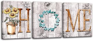 3 Panels Family Wall Decor for Home Decor Sign,Rustic Farmhouse Canvas Wall Art,Dining Room Living Room or Bedroom Wall Decor Hanging Artwork (Rose Gold, 12 X 15 Inch)