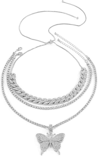 Ingemark Bling Cuban Link Chain Choker 1 Row Tennis Chain Necklaces for Girls Women Shiny Jewelry Accessory