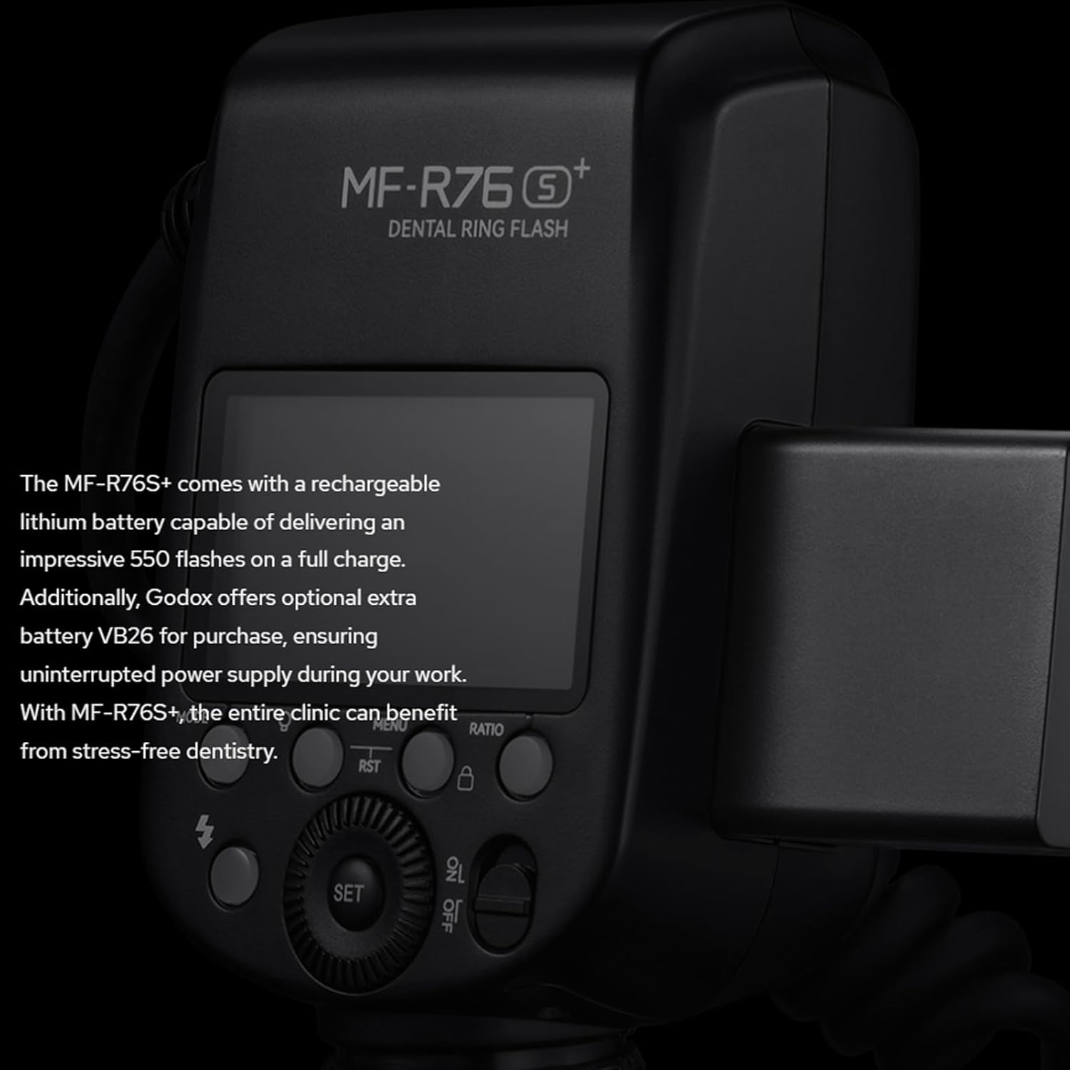 Godox MF-R76S+ TTL Dental Ring Flash, 76Ws GN14 CCT 5900K±200K 550 Full-Power Flashes, 0.1-1s Recycle Time Speedlight Macro Flash for Sony A7M4, A7R5, A6400, ZV-E10