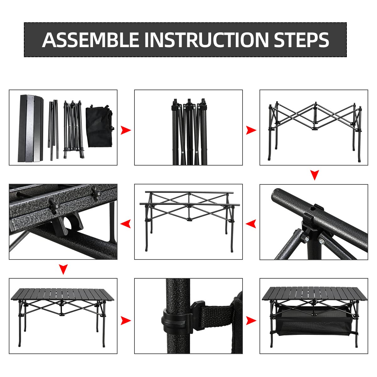 WUROMISE Sanny Outdoor Folding Portable Picnic Camping Table, Aluminum