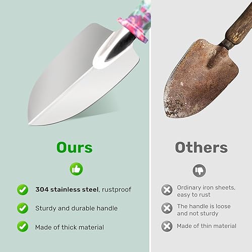 Miniatura 7 de Juego de herramientas de jardín, 17 piezas de herramientas de jardín con estampado floral, juego de herramientas de jardín de acero inoxidable 304,